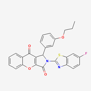 molecular formula C27H19FN2O4S B15392196 2-(6-Fluoro-1,3-benzothiazol-2-yl)-1-(3-propoxyphenyl)-1,2-dihydrochromeno[2,3-c]pyrrole-3,9-dione 