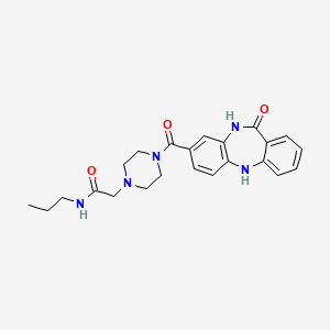 molecular formula C23H27N5O3 B15392222 2-(4-(11-oxo-10,11-dihydro-5H-dibenzo[b,e][1,4]diazepine-8-carbonyl)piperazin-1-yl)-N-propylacetamide 