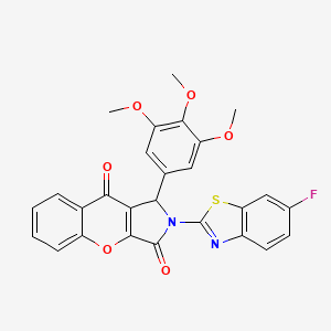 molecular formula C27H19FN2O6S B15392223 2-(6-Fluoro-1,3-benzothiazol-2-yl)-1-(3,4,5-trimethoxyphenyl)-1,2-dihydrochromeno[2,3-c]pyrrole-3,9-dione 