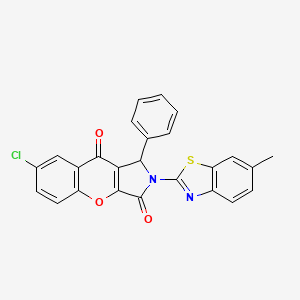 molecular formula C25H15ClN2O3S B15392242 7-Chloro-2-(6-methyl-1,3-benzothiazol-2-yl)-1-phenyl-1,2-dihydrochromeno[2,3-c]pyrrole-3,9-dione 