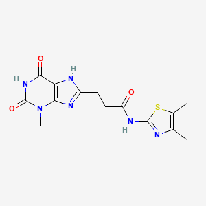 molecular formula C14H16N6O3S B15392323 N-(4,5-dimethyl-1,3-thiazol-2-yl)-3-(3-methyl-2,6-dioxo-2,3,6,7-tetrahydro-1H-purin-8-yl)propanamide 