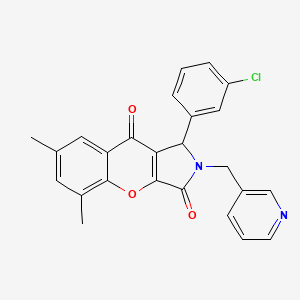 molecular formula C25H19ClN2O3 B15392332 1-(3-Chlorophenyl)-5,7-dimethyl-2-(pyridin-3-ylmethyl)-1,2-dihydrochromeno[2,3-c]pyrrole-3,9-dione 