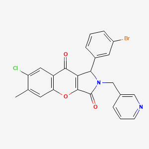 molecular formula C24H16BrClN2O3 B15392339 1-(3-Bromophenyl)-7-chloro-6-methyl-2-(pyridin-3-ylmethyl)-1,2-dihydrochromeno[2,3-c]pyrrole-3,9-dione 