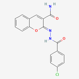 (2E)-2-{[(4-chlorophenyl)formamido]imino}-2H-chromene-3-carboxamide