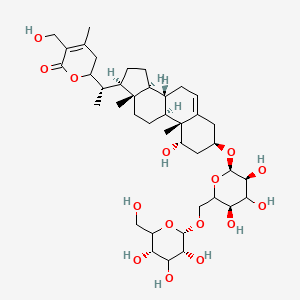 2-[(1S)-1-[(1S,3R,8S,9S,10R,13S,14S,17R)-1-hydroxy-10,13-dimethyl-3-[(2R,3S,5R)-3,4,5-trihydroxy-6-[[(2S,3R,5S)-3,4,5-trihydroxy-6-(hydroxymethyl)oxan-2-yl]oxymethyl]oxan-2-yl]oxy-2,3,4,7,8,9,11,12,14,15,16,17-dodecahydro-1H-cyclopenta[a]phenanthren-17-yl]ethyl]-5-(hydroxymethyl)-4-methyl-2,3-dihydropyran-6-one