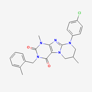 9-(4-chlorophenyl)-1,7-dimethyl-3-[(2-methylphenyl)methyl]-7,8-dihydro-6H-purino[7,8-a]pyrimidine-2,4-dione