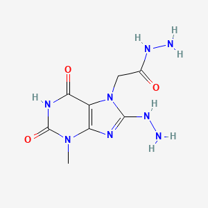 2-(8-hydrazinyl-3-methyl-2,6-dioxo-1,2,3,6-tetrahydro-7H-purin-7-yl)acetohydrazide