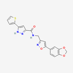 N-((5-(benzo[d][1,3]dioxol-5-yl)isoxazol-3-yl)methyl)-3-(thiophen-2-yl)-1H-pyrazole-5-carboxamide