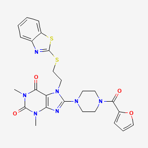 7-[2-(1,3-Benzothiazol-2-ylsulfanyl)ethyl]-8-[4-(furan-2-carbonyl)piperazin-1-yl]-1,3-dimethylpurine-2,6-dione