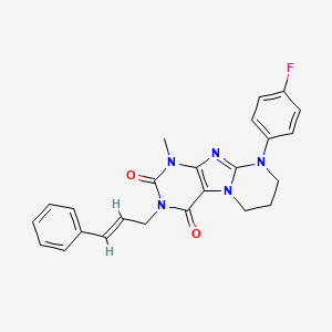 molecular formula C24H22FN5O2 B15393106 9-(4-fluorophenyl)-1-methyl-3-[(E)-3-phenylprop-2-enyl]-7,8-dihydro-6H-purino[7,8-a]pyrimidine-2,4-dione 