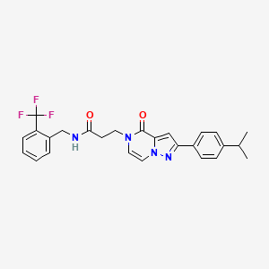 3-{4-oxo-2-[4-(propan-2-yl)phenyl]pyrazolo[1,5-a]pyrazin-5(4H)-yl}-N-[2-(trifluoromethyl)benzyl]propanamide