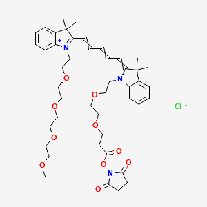 (2,5-Dioxopyrrolidin-1-yl) 3-[2-[2-[2-[5-[1-[2-[2-[2-(2-methoxyethoxy)ethoxy]ethoxy]ethyl]-3,3-dimethylindol-1-ium-2-yl]penta-2,4-dienylidene]-3,3-dimethylindol-1-yl]ethoxy]ethoxy]propanoate;chloride