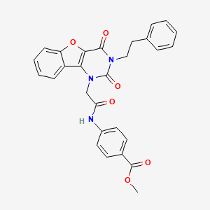 methyl 4-({[2,4-dioxo-3-(2-phenylethyl)-3,4-dihydro[1]benzofuro[3,2-d]pyrimidin-1(2H)-yl]acetyl}amino)benzoate