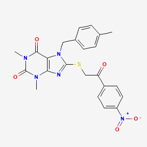 1,3-dimethyl-7-(4-methylbenzyl)-8-((2-(4-nitrophenyl)-2-oxoethyl)thio)-1H-purine-2,6(3H,7H)-dione