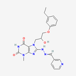 7-(3-(3-ethylphenoxy)-2-hydroxypropyl)-3-methyl-8-(2-(pyridin-3-ylmethylene)hydrazinyl)-1H-purine-2,6(3H,7H)-dione