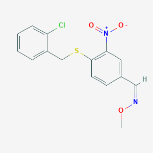 4-((2-Chlorobenzyl)sulfanyl)-3-nitrobenzenecarbaldehydeo-methyloxime