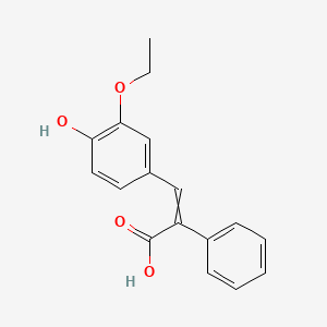 molecular formula C17H16O4 B15393880 3-(3-ethoxy-4-hydroxyphenyl)-2-phenylprop-2-enoic acid 