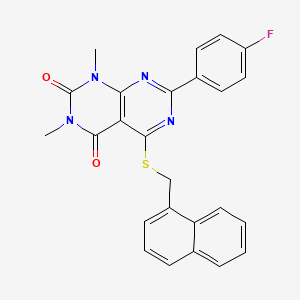 molecular formula C25H19FN4O2S B15393914 7-(4-fluorophenyl)-1,3-dimethyl-5-((naphthalen-1-ylmethyl)thio)pyrimido[4,5-d]pyrimidine-2,4(1H,3H)-dione 