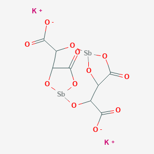 Dipotassium;5,11-dioxo-2,6,8,12,13,14-hexaoxa-1,7-distibatricyclo[8.2.1.14,7]tetradecane-3,9-dicarboxylate