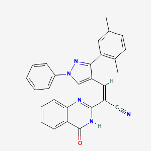 molecular formula C28H21N5O B15394209 (Z)-3-(3-(2,5-dimethylphenyl)-1-phenyl-1H-pyrazol-4-yl)-2-(4-oxo-3,4-dihydroquinazolin-2-yl)acrylonitrile 