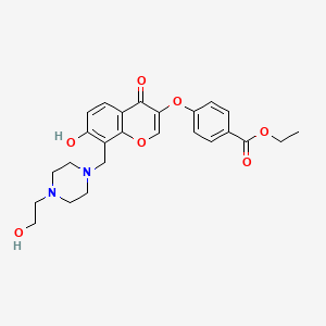 molecular formula C25H28N2O7 B15394422 Ethyl 4-(7-hydroxy-8-{[4-(2-hydroxyethyl)piperazinyl]methyl}-4-oxochromen-3-yl oxy)benzoate 