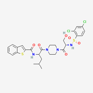 N-[1-[4-[(2S)-2-[(2,4-dichlorophenyl)sulfonylamino]-3-hydroxypropanoyl]piperazin-1-yl]-4-methyl-1-oxopentan-2-yl]-1-benzothiophene-2-carboxamide