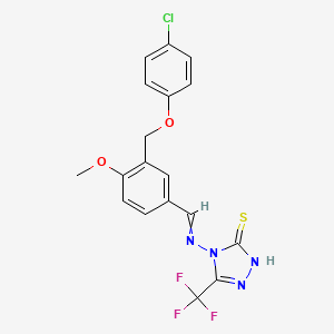 4-[({3-[(4-Chlorophenoxy)methyl]-4-methoxyphenyl}methylidene)amino]-5-(trifluoromethyl)-2,4-dihydro-3H-1,2,4-triazole-3-thione