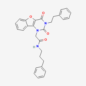 molecular formula C29H27N3O4 B15394543 2-[2,4-dioxo-3-(2-phenylethyl)-3,4-dihydro[1]benzofuro[3,2-d]pyrimidin-1(2H)-yl]-N-(3-phenylpropyl)acetamide 