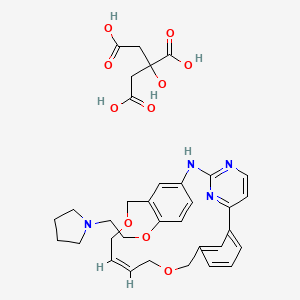 molecular formula C34H40N4O10 B15394605 (E)-44-(2-(pyrrolidin-1-yl)ethoxy)-6,11-dioxa-3-aza-2(4,2)-pyrimidina-1,4(1,3)-dibenzenacyclododecaphan-8-ene 2-hydroxypropane-1,2,3-tricarboxylate 