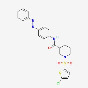 molecular formula C22H21ClN4O3S2 B15394614 (E)-1-((5-chlorothiophen-2-yl)sulfonyl)-N-(4-(phenyldiazenyl)phenyl)piperidine-3-carboxamide CAS No. 1006021-25-5