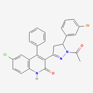 3-(1-acetyl-5-(3-bromophenyl)-4,5-dihydro-1H-pyrazol-3-yl)-6-chloro-4-phenylquinolin-2(1H)-one