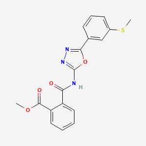 molecular formula C18H15N3O4S B15397091 Methyl 2-((5-(3-(methylthio)phenyl)-1,3,4-oxadiazol-2-yl)carbamoyl)benzoate CAS No. 1170938-73-4