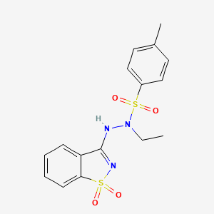 molecular formula C16H17N3O4S2 B15397165 N'-(1,1-dioxido-1,2-benzothiazol-3-yl)-N-ethyl-4-methylbenzenesulfonohydrazide CAS No. 326019-71-0