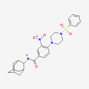 3-nitro-4-[4-(phenylsulfonyl)piperazin-1-yl]-N-(tricyclo[3.3.1.1~3,7~]dec-2-yl)benzamide