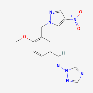 N-[(E)-{4-methoxy-3-[(4-nitro-1H-pyrazol-1-yl)methyl]phenyl}methylidene]-1H-1,2,4-triazol-1-amine