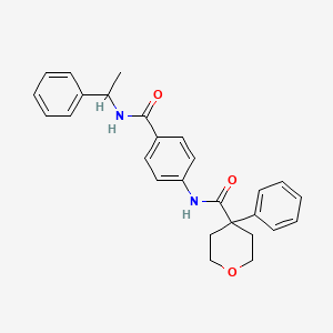 4-phenyl-N-{4-[(1-phenylethyl)carbamoyl]phenyl}tetrahydro-2H-pyran-4-carboxamide