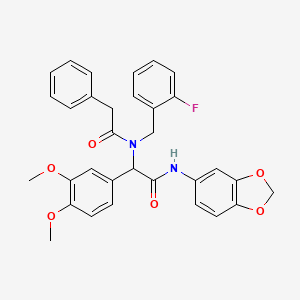 N-[2-(1,3-benzodioxol-5-ylamino)-1-(3,4-dimethoxyphenyl)-2-oxoethyl]-N-(2-fluorobenzyl)-2-phenylacetamide