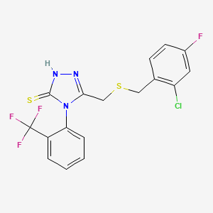 5-{[(2-chloro-4-fluorobenzyl)sulfanyl]methyl}-4-[2-(trifluoromethyl)phenyl]-4H-1,2,4-triazole-3-thiol