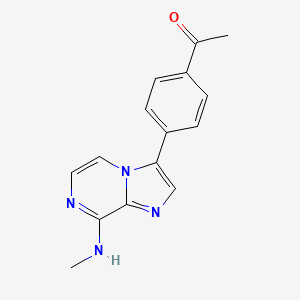 molecular formula C15H14N4O B15398363 1-{4-[8-(Methylamino)imidazo[1,2-a]pyrazin-3-yl]phenyl}ethan-1-one CAS No. 787590-82-3