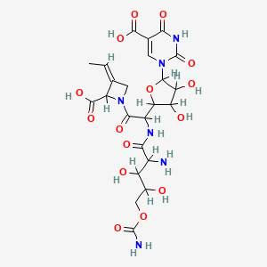 5-Pyrimidinecarboxylic acid, 1-(5-(2-amino-2-deoxy-L-xylonamido)-5-((2-carboxy-3-ethylidene-1-azetidinyl)carbonyl)-5-deoxy-beta-D-ribofuranosyl)-1,2,3,4-tetrahydro-2,4-dioxo-, monocarbamate (ester)