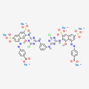 Benzoic acid, 4,4'-(1,3-phenylenebis(imino(6-chloro-1,3,5-triazine-4,2-diyl)imino(8-hydroxy-3,6-disulfo-1,7-naphthalenediyl)azo))bis-, hexasodium salt