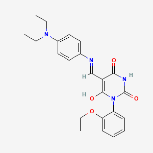 (5E)-5-[[4-(diethylamino)anilino]methylidene]-1-(2-ethoxyphenyl)-1,3-diazinane-2,4,6-trione