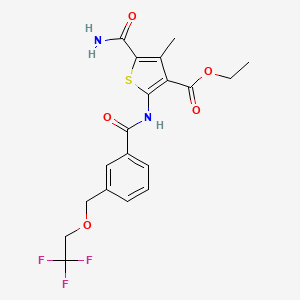 Ethyl 5-carbamoyl-4-methyl-2-[({3-[(2,2,2-trifluoroethoxy)methyl]phenyl}carbonyl)amino]thiophene-3-carboxylate