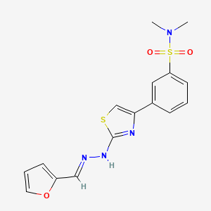 3-{(2Z)-2-[(2E)-(furan-2-ylmethylidene)hydrazinylidene]-2,3-dihydro-1,3-thiazol-4-yl}-N,N-dimethylbenzenesulfonamide