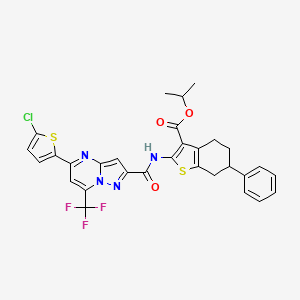 Propan-2-yl 2-({[5-(5-chlorothiophen-2-yl)-7-(trifluoromethyl)pyrazolo[1,5-a]pyrimidin-2-yl]carbonyl}amino)-6-phenyl-4,5,6,7-tetrahydro-1-benzothiophene-3-carboxylate