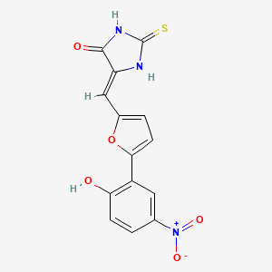 molecular formula C14H9N3O5S B15399476 (5Z)-5-{[5-(2-hydroxy-5-nitrophenyl)furan-2-yl]methylidene}-2-thioxoimidazolidin-4-one CAS No. 5731-62-4