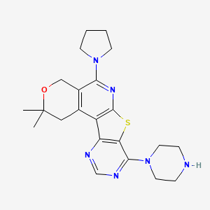 2,2-Dimethyl-8-piperazin-1-yl-5-pyrrolidin-1-yl-1,4-dihydro-2H-3-oxa-7-thia-6,9,11-triaza-benzo[c]fluore ne