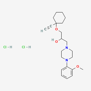 molecular formula C22H34Cl2N2O3 B15399878 1-Piperazineethanol, alpha-(((1-ethynylcyclohexyl)oxy)methyl)-4-(2-methoxyphenyl)-, dihydrochloride CAS No. 50743-95-8