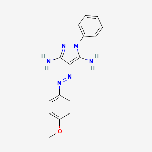 B15400411 (4E)-4-[2-(4-methoxyphenyl)hydrazinylidene]-1-phenylpyrazolidine-3,5-diimine CAS No. 5456-93-9