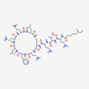 N-[4-amino-1-[[1-[[4-amino-1-oxo-1-[[6,9,18-tris(2-aminoethyl)-15-benzyl-3,12-bis(2-methylpropyl)-2,5,8,11,14,17,20-heptaoxo-1,4,7,10,13,16,19-heptazacyclotricos-21-yl]amino]butan-2-yl]amino]-3-hydroxy-1-oxobutan-2-yl]amino]-1-oxobutan-2-yl]-6-methyloctanamide